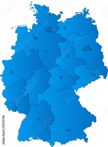 Deutscland + Bundesländer + Hauptstädte - blau