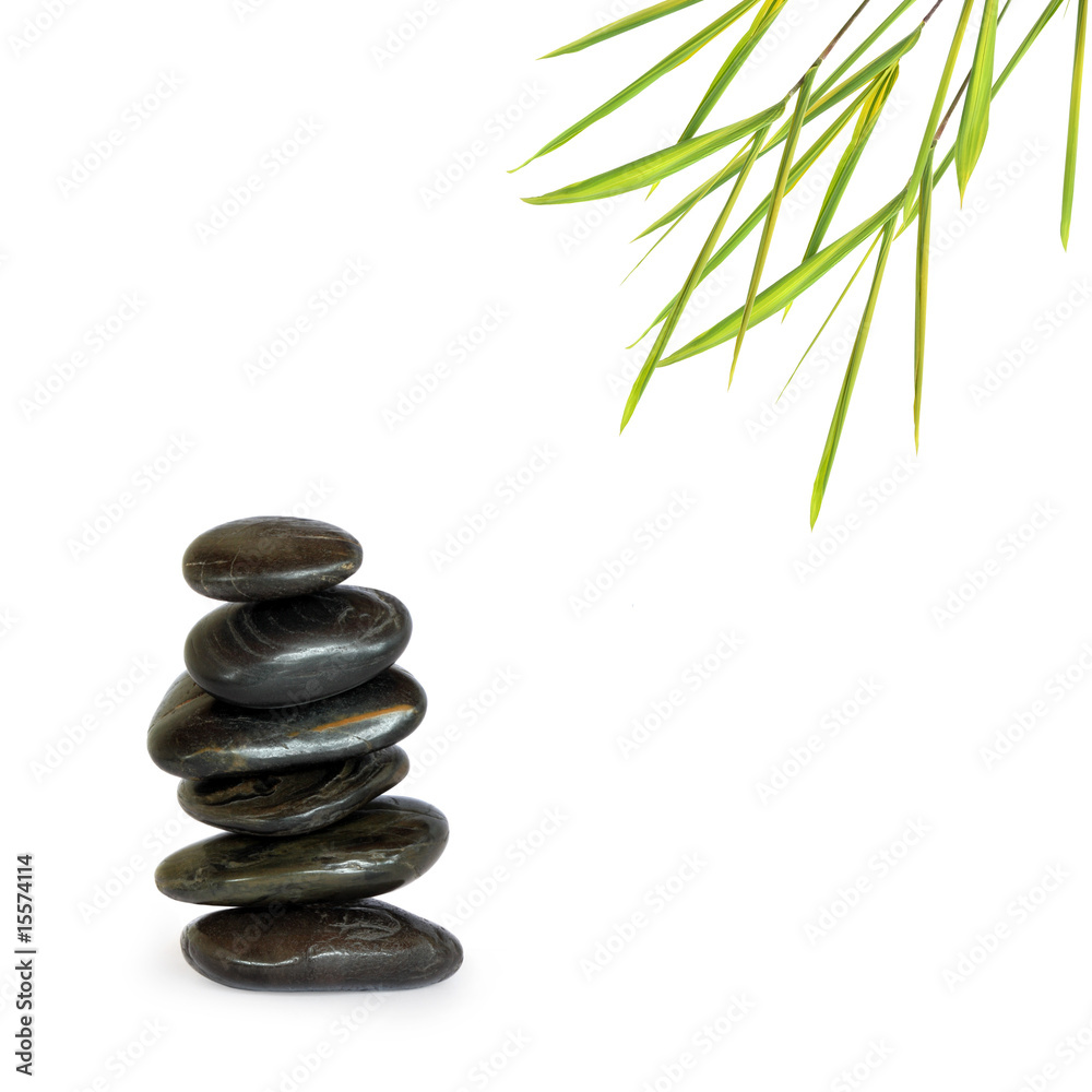 Spa Stones and Bamboo Leaf Grass Spa Stones and Bamboo Leaf Grass