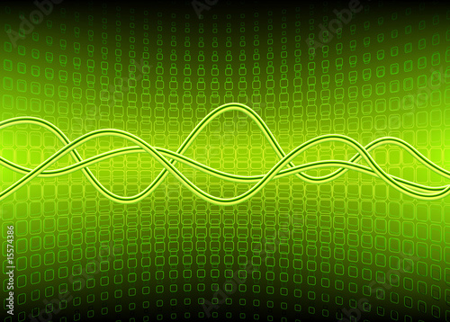 green semicircle surface made of squares and curved lines