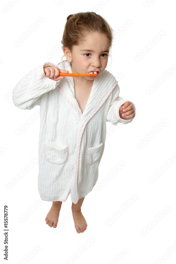 Dental Hygiene - Little young girl brushing teeth with toothbrus Dental Hygiene - Little young girl brushing teeth with toothbrus
