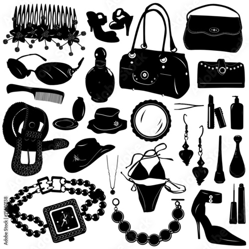 collection of women accessories vector