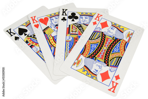 four king playing cards isolated on white background