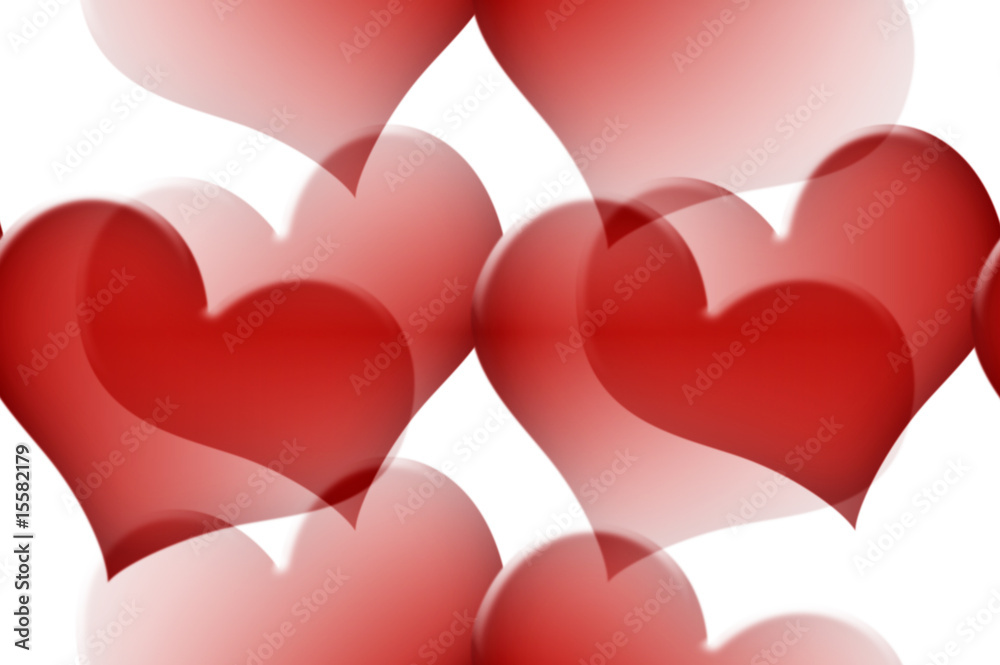 Transparent red hearts
