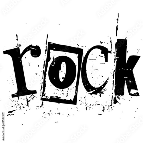 the word rock written in grunge cutout style