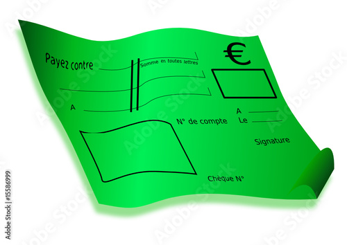 chèque vert en 3D