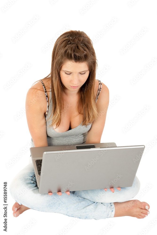 Beautiful Sixteen Year Old Teen Girl With Laptop Computer Beautiful Sixteen Year Old Teen Girl With Laptop Computer