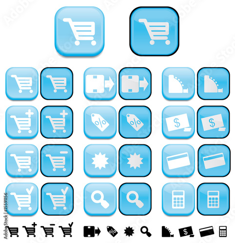 Shopping buttons with pushed effect