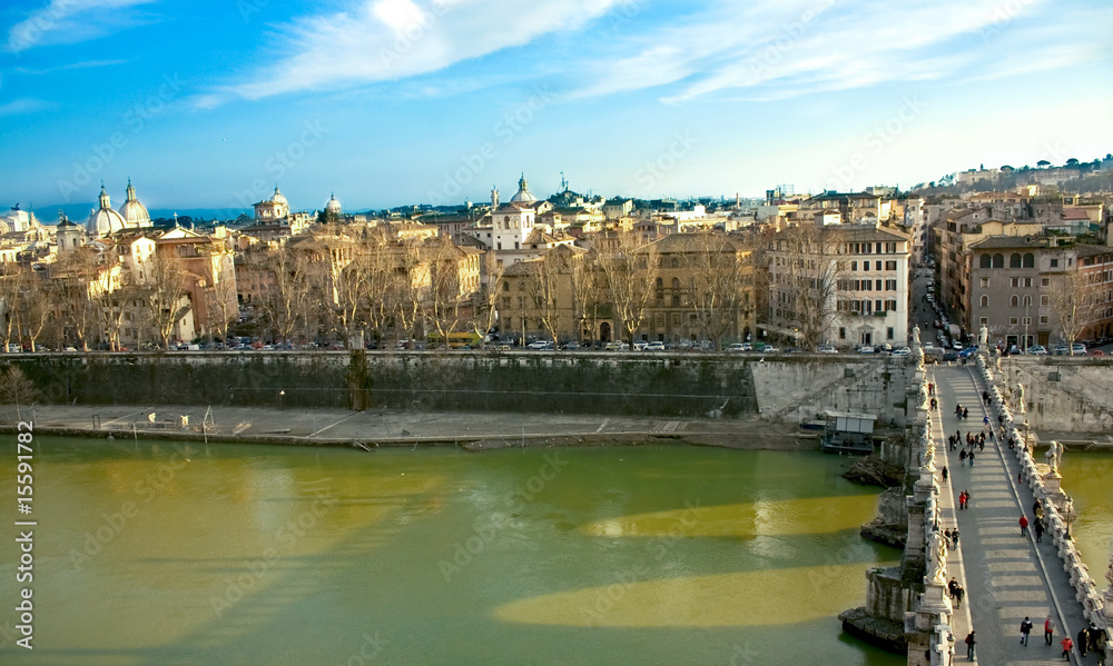 Fototapeta premium Tevere E Ponte Sant'Angelo - Roma, Italia