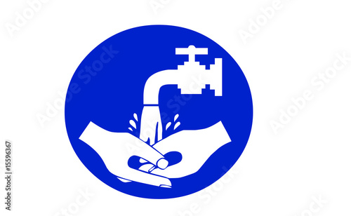 wash hands blue sign