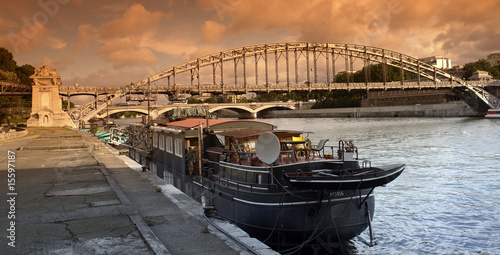 Foto Paris péniche et pont d'Austerlitz