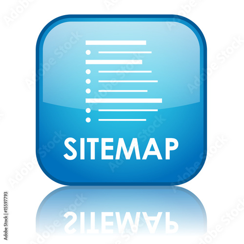 Square "SITEMAP" button with reflection (blue)