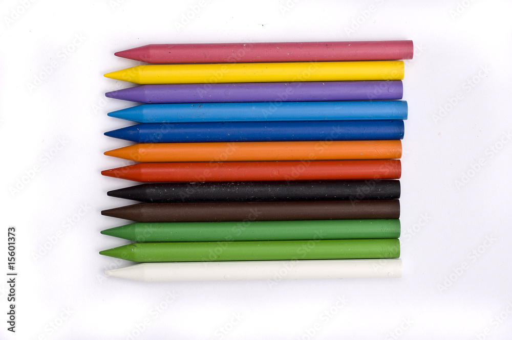Arrangement of many colorful wax crayons Arrangement of many colorful wax crayons