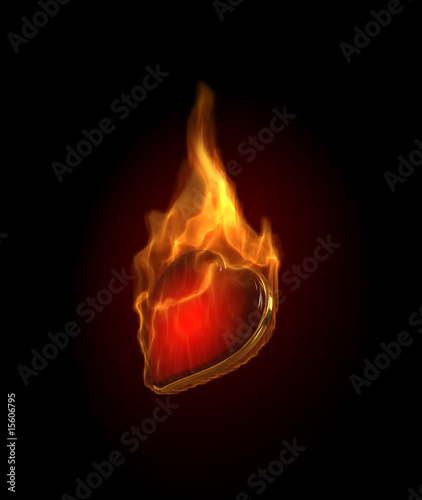Gambling illustration with burning hearts
