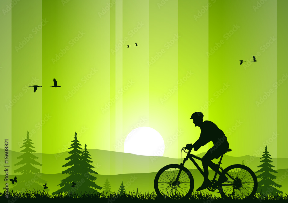 Fototapeta premium Mountain bike at sunset