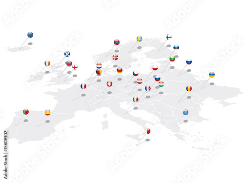 Europa Pins mit Flaggen