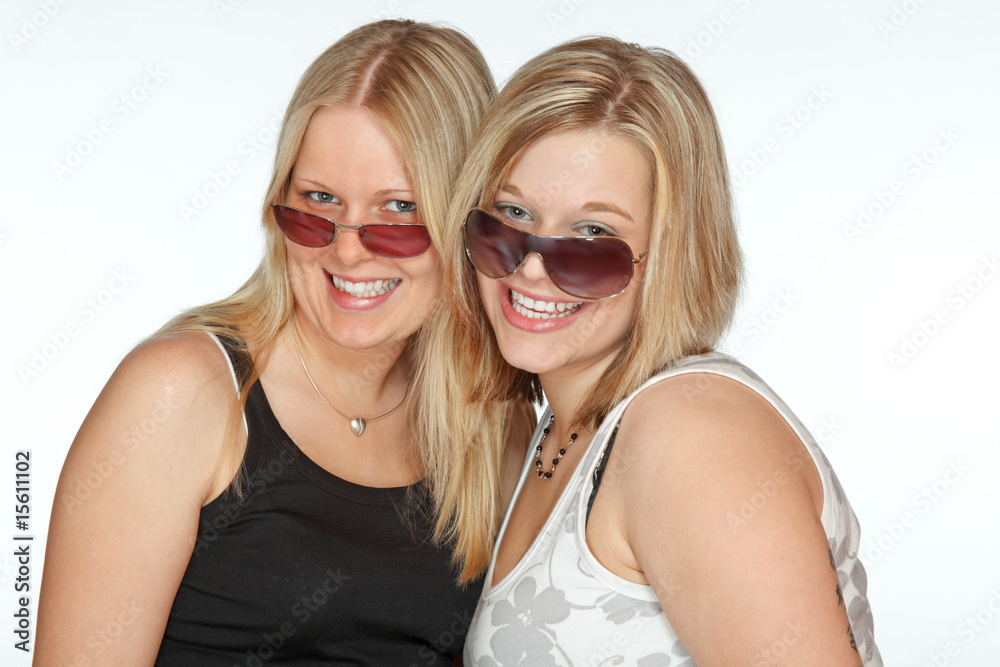 Young ladies with sunglasses down Young ladies with sunglasses down