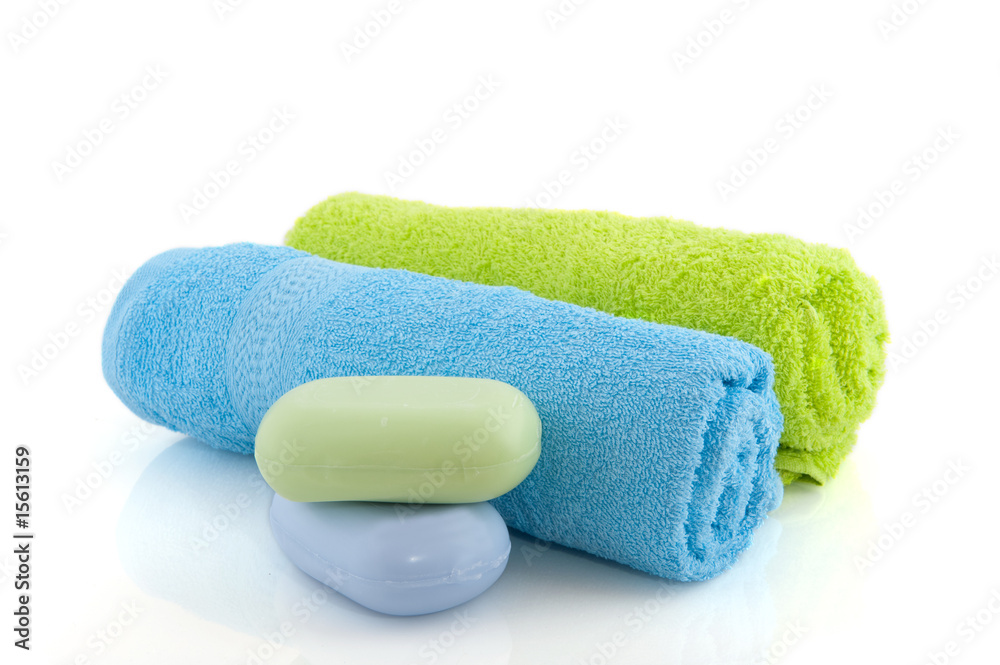 colorful towels with soap colorful towels with soap