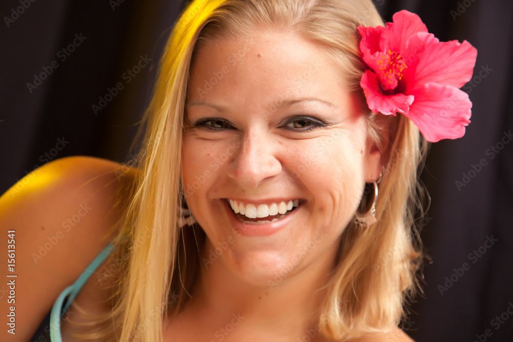 Beautiful Girl with Hibiscus in Her Hair Beautiful Girl with Hibiscus in Her Hair