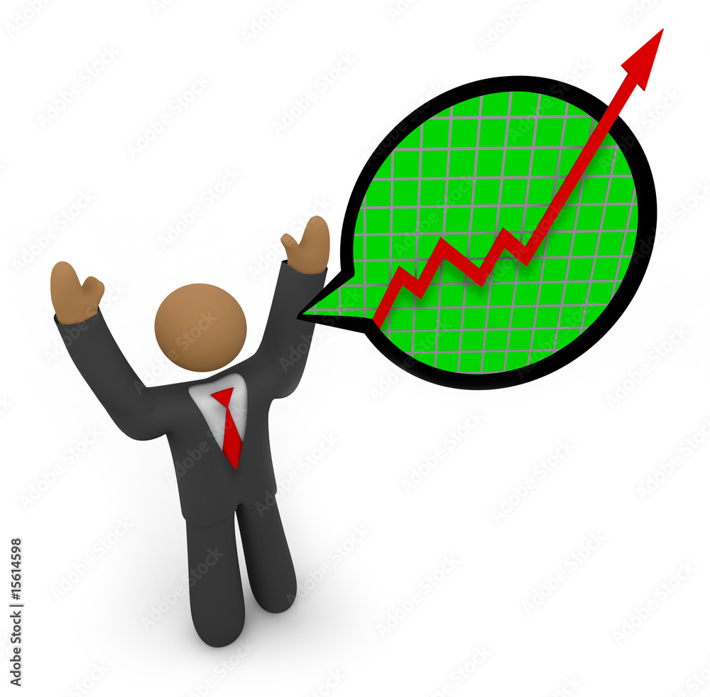 Predicting Major Growth - Businessman Speech Bubble Predicting Major Growth - Businessman Speech Bubble