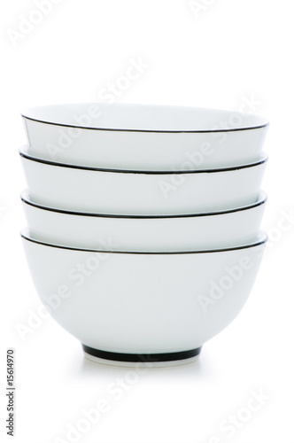 Stack of bowls isolated on the white