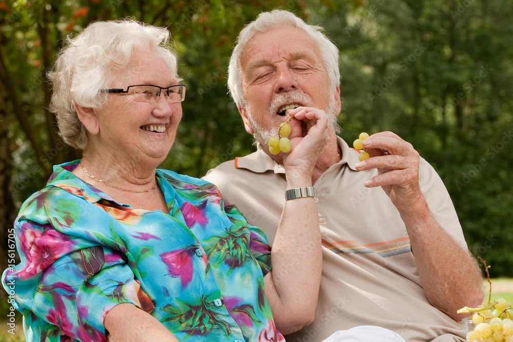 Fototapeta premium Elderly couple enjoying the spring in the park