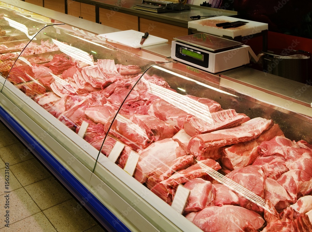 Selection of meat at a butcher shop