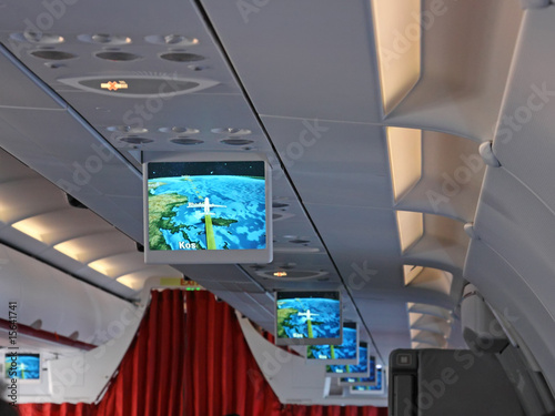 Obraz na płótnie Screens in an Airplane w salonie