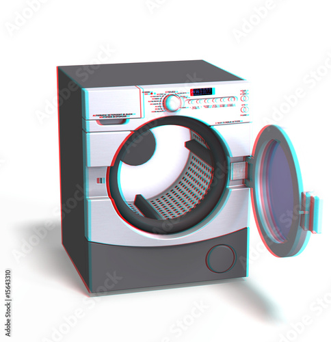 anaglyph image of a washing machine. use red-blue specs for 3d photo