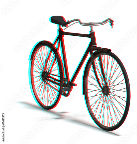 Quadro em tela anaglyph image of an old bike. use red-blue specs to see in 3D