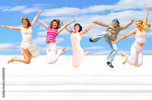 People jumping in the sky