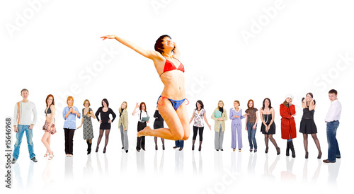 group of people isolated over white