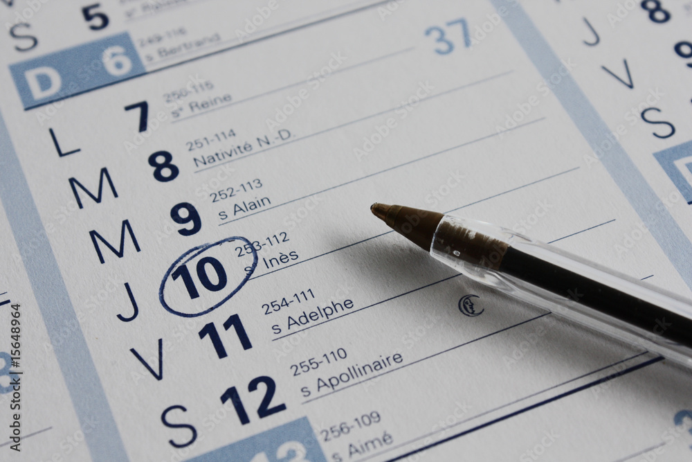 Evènnement ou rendez vous entouré sur calendrier Evènnement ou rendez vous entouré sur calendrier
