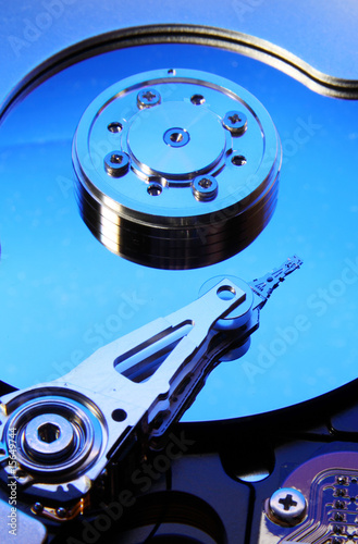 Hard disk drive (toned in blue)