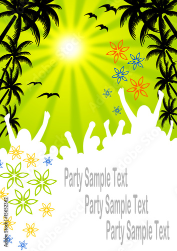 Party Flyer mit Palmen