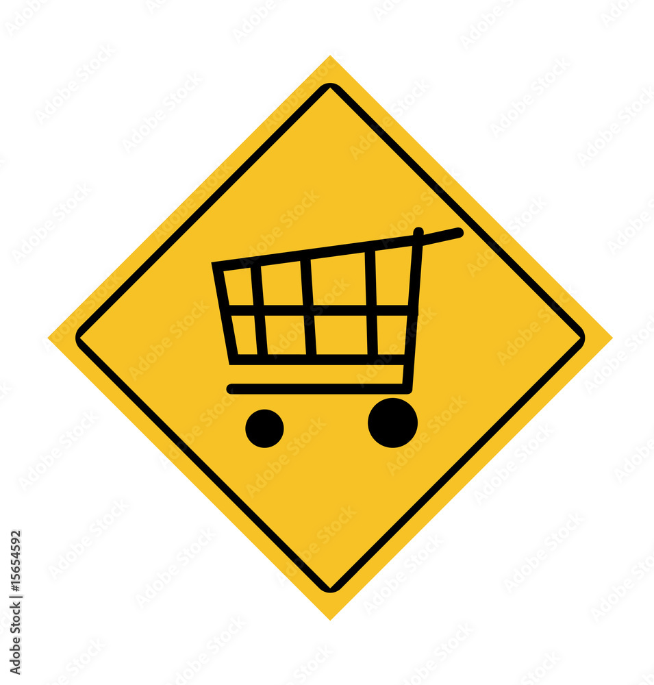 Shopping cart road sign