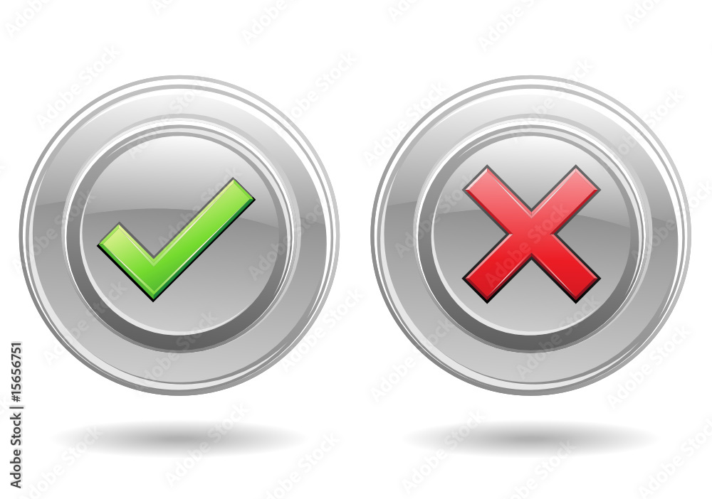 ok and error signs isolated on a white background ok and error signs isolated on a white background