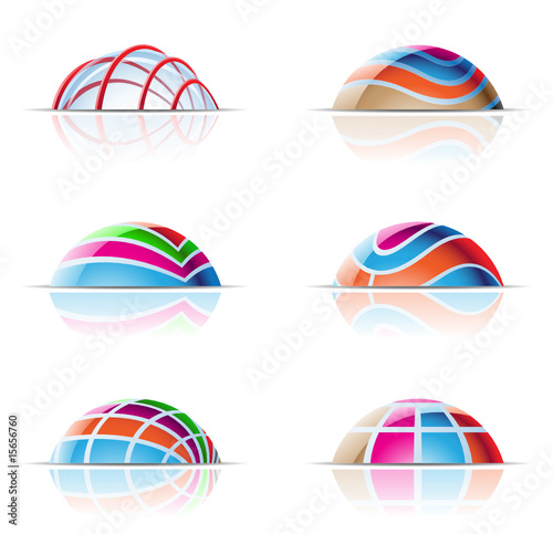 vector illustration of colourful domes and reflections