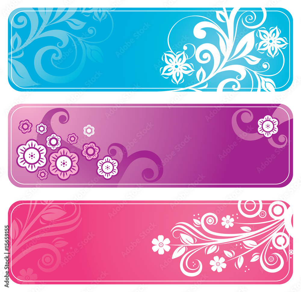 Set of floral banners