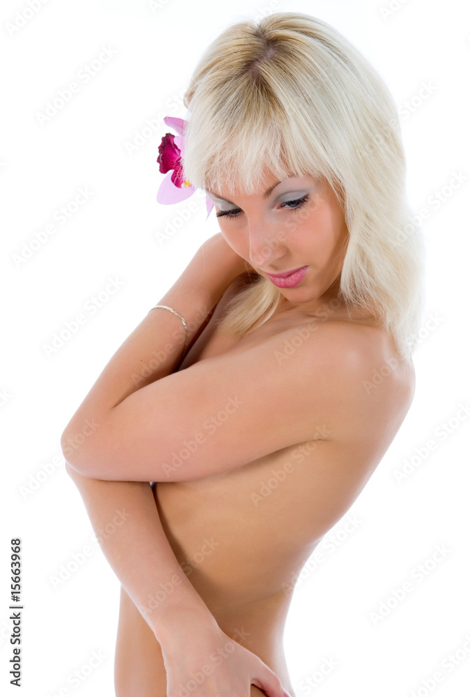 Fototapeta premium portrait of the nude blonde with blue eyes