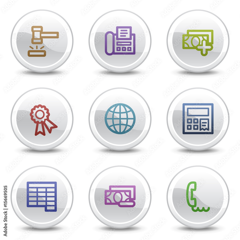 Finance web colour icons set 2, white circle buttons series Finance web colour icons set 2, white circle buttons series