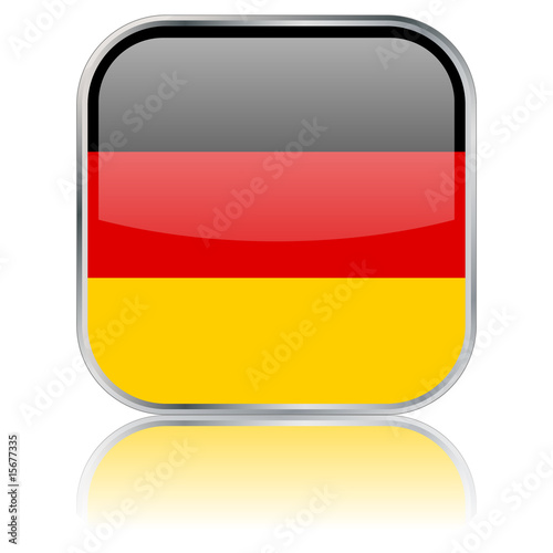 Square German Flag button with reflection