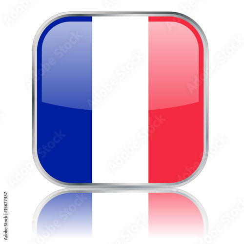 Free Download Square French Flag button with reflection - GFXLoad