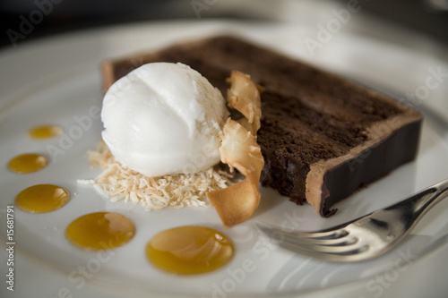 Chocolate Cake and Cocount Ice Cream