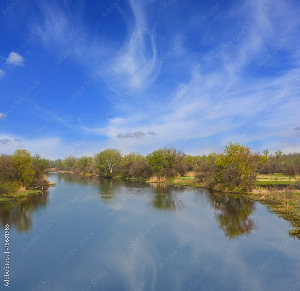 Blue calmness on river