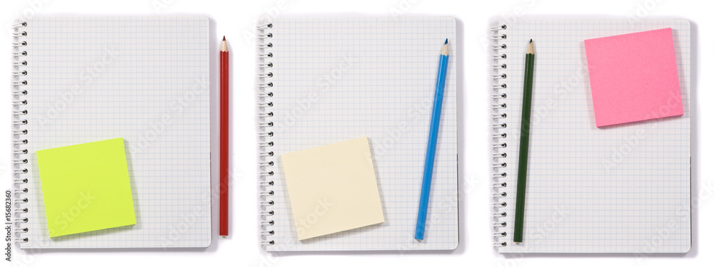 Set of note papers and pencils Set of note papers and pencils