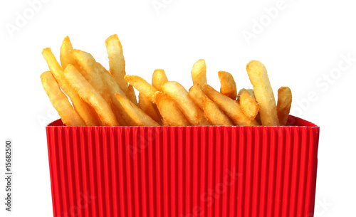 French fries potatoes in red