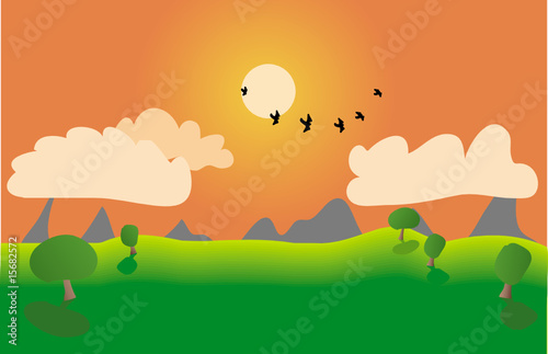 Sunny landscape - vector