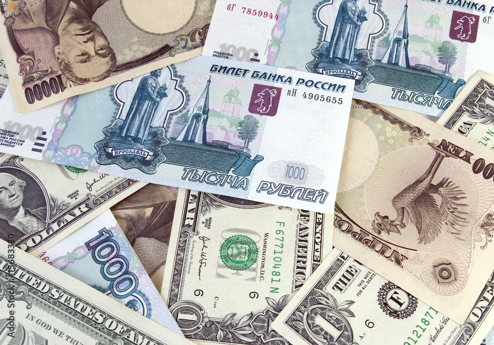 CurrencyStill life : bills ruble,dollar, yen
