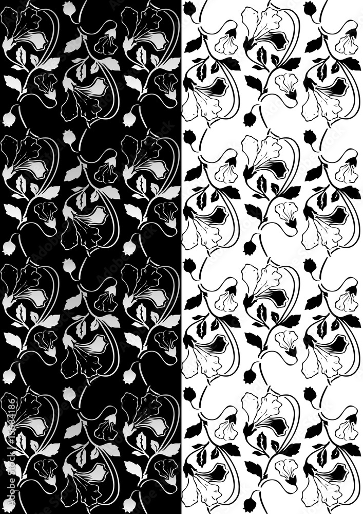 BlackWhite Floral Background