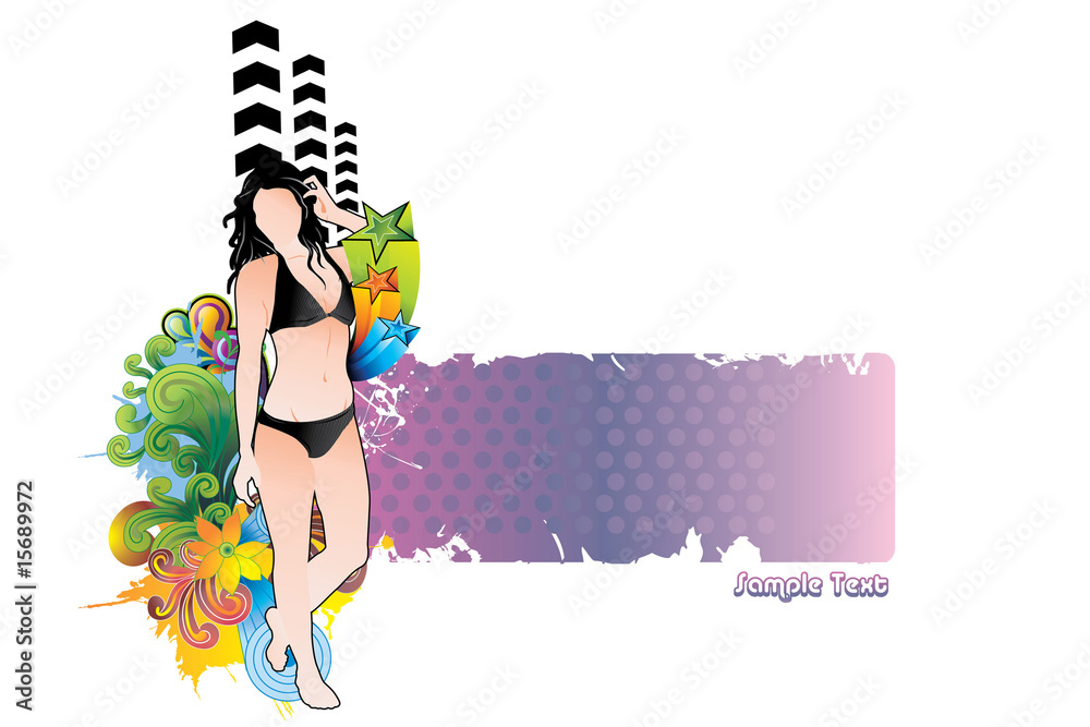 chica en vestido de baño en vector